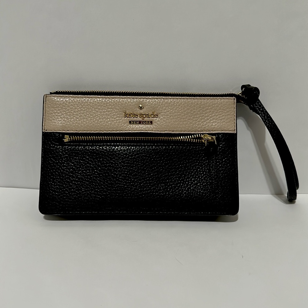 Kate Spade black and tan leather clutch